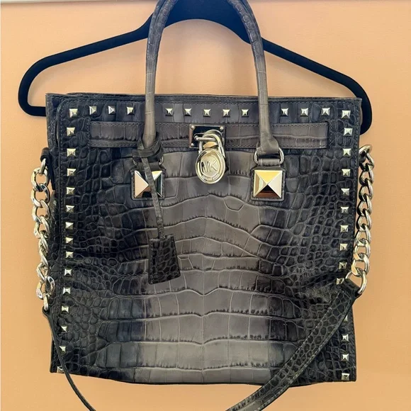 Michael Kors Vintage Croc Embossed Hilton Tote - Picture 1 of 16